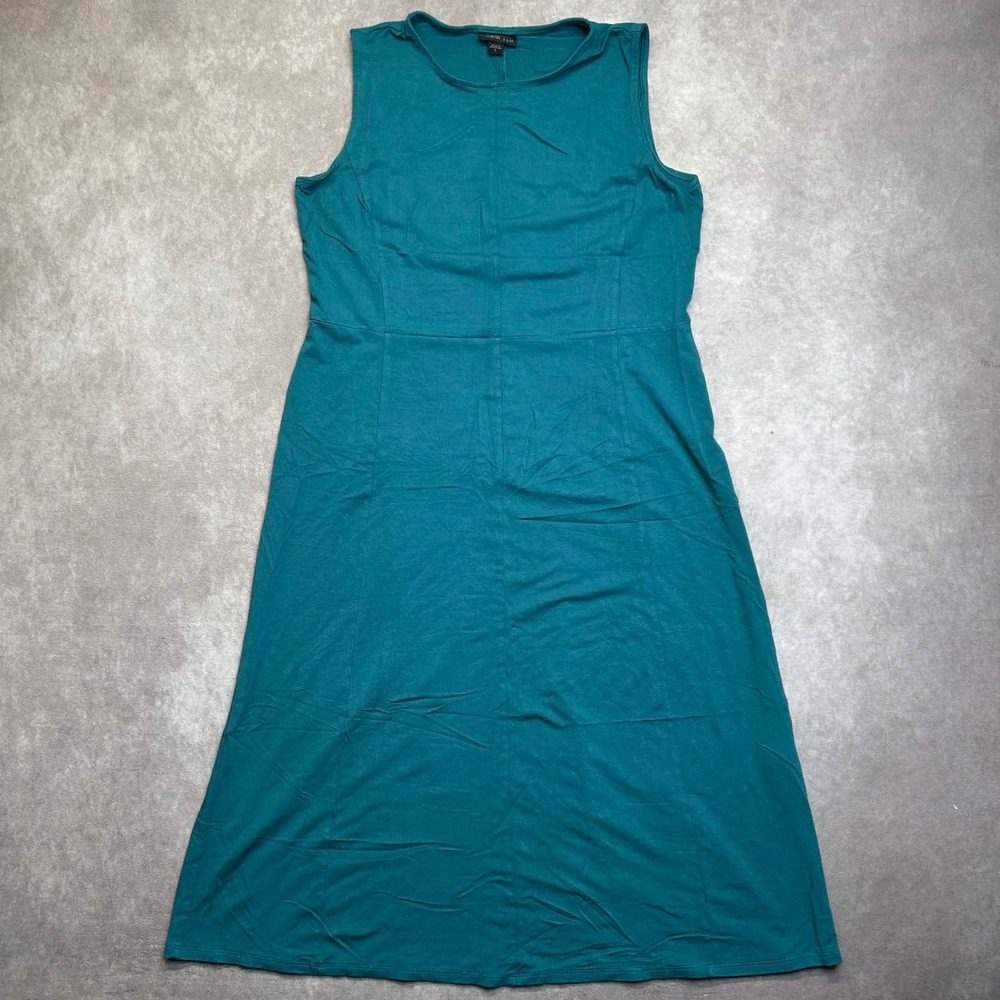 J. Jill Wearever Teal Blue Sleeveless Midi A-Line Dress Size S Rayon Lycra